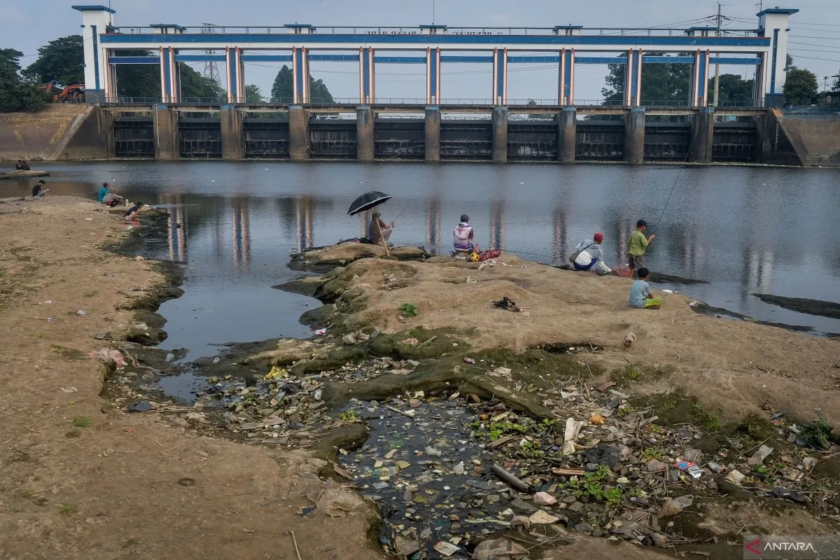 Penurunan Muka Air Sungai Cisadane di Tengah Kemarau