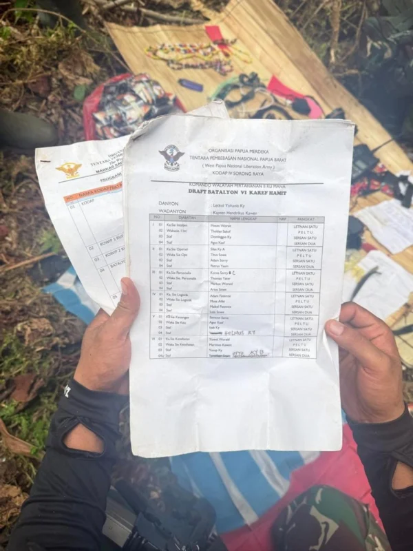 Senjata Api dan Munisi Diamankan dari Kelompok OPM Kodap Sorong Raya dalam Patroli Keamanan Koops TNI Habema di Maybrat