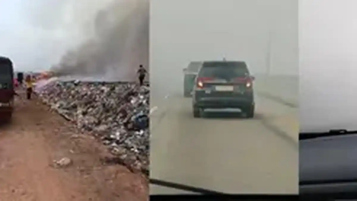 Asap Kebakaran TPA Lampung Tengah Ganggu Pandangan di Tol Bakter