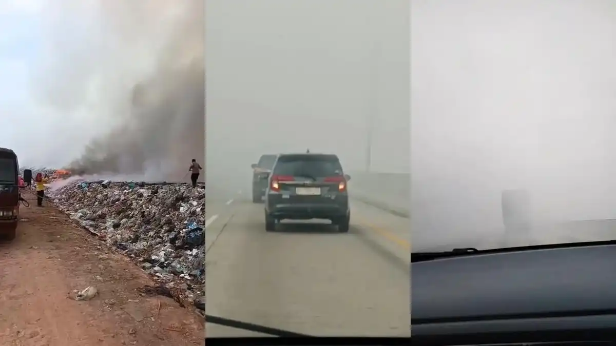 Kebakaran TPA di Lampung Tengah Picu Asap Tebal di Tol Bakauheni–Terbanggi Besar