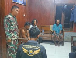 Aksi Babinsa Koramil Agimuga Bersama Personel Lanal Timika Amankan Pengedar Sekaligus Pemakai Narkoba