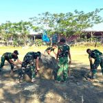 Perkuat Kebersamaan, TMMD 129 Bojonegoro di Kesongo Siapkan Arena Turnamen Voli antar Dusun