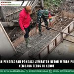 Pengerjaan Pengecoran Pondasi Jembatan Beton Merah Putih Muara Kembang Terus Di Kebut